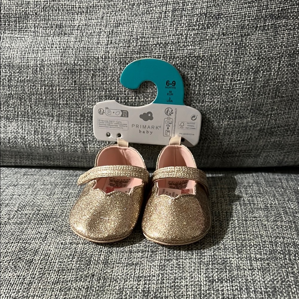 Primark Gold Baby Walker Shoes with Shimmery Finish